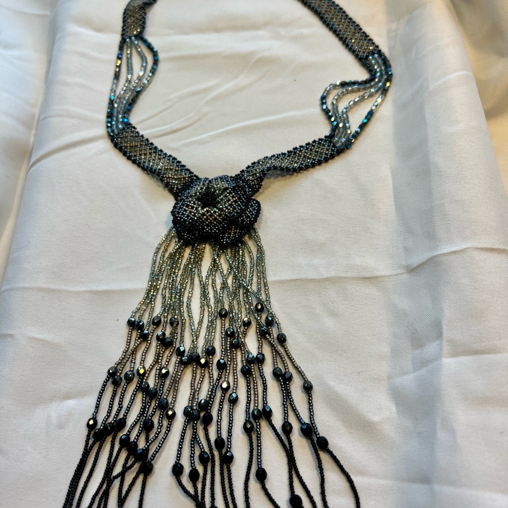 Vintage Victorian Style Necklace of double flower petals. Stunning beadwork.